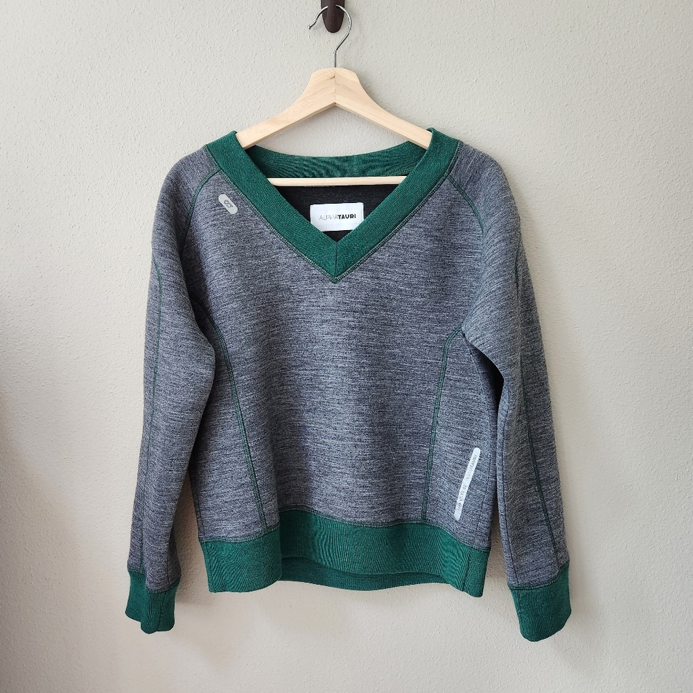 AlphaTauri | Green and Grey Wool Blend V-neck Sweater